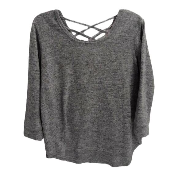 Women’s Size S 3/4 Cuff Sleeve With Hollow Criss Cross Back MicroFleece Gray - Picture 7 of 7